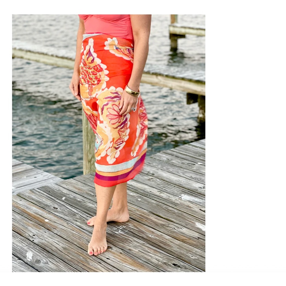 Lightweight Sarong Swim Coverup Lightweight Design 38 X 90 Shell Coastal‎ Resort